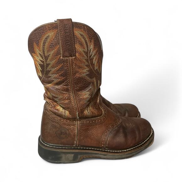 Justin Boots WK4655 Men's Stampede Collection Work Size 9.5 D Used Embroidered - Picture 2 of 8